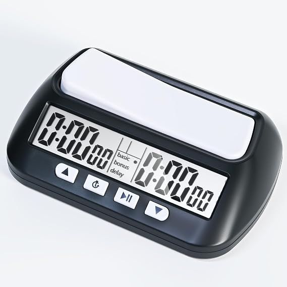 Multifunctional Digital Chess Clock - Professional Electronic Chess Timer for International Chess, Chinese Chess, Go Game, Gobang and Other Board Games - Portable Chess Accessories (Black)