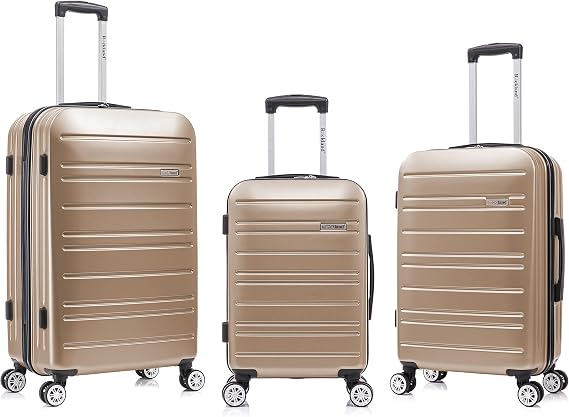 Rockland Irvine Hardside Spinner Wheel Luggage, Champagne, 19", 23", 27"