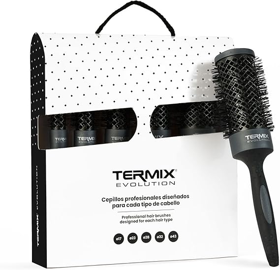 Pack Termix Evolution Plus - Hairbrushes for thick hair with Ionized bristles for thick and difficult to manage hair- It includes 5 diametres Ø 17, 23, 28, 32 y 43 mm