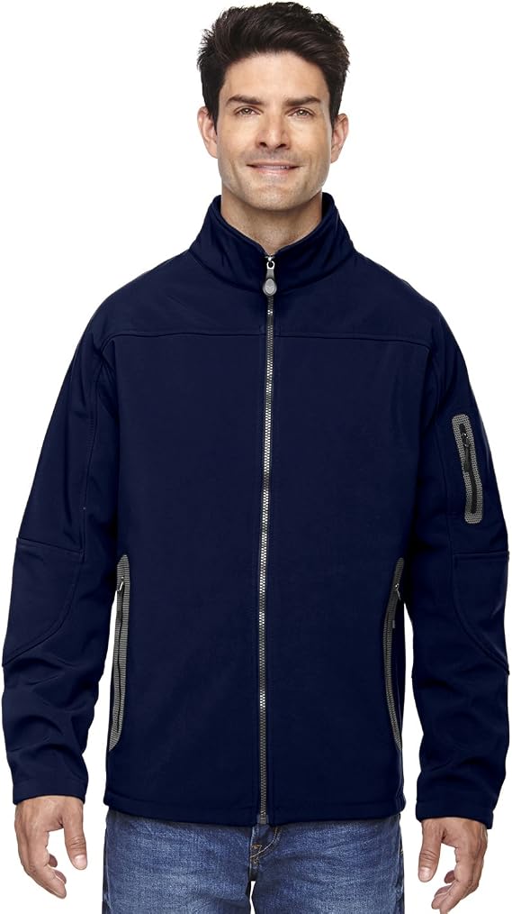 North End Men's Fleece Bonded Soft Shell Technical Jacket, S, Classic Navy 849