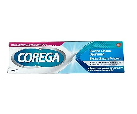Corega Extra Strong, Original Flavor, Denture Fixing Cream 40 grams (PACK OF 1)