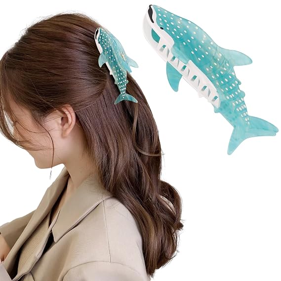 Whale Shark Hair Clips, Cute Ocean Sea Animal Hair Claw Clip for Women Girls, Acetate Nautical Marine Hair Accessories Gift