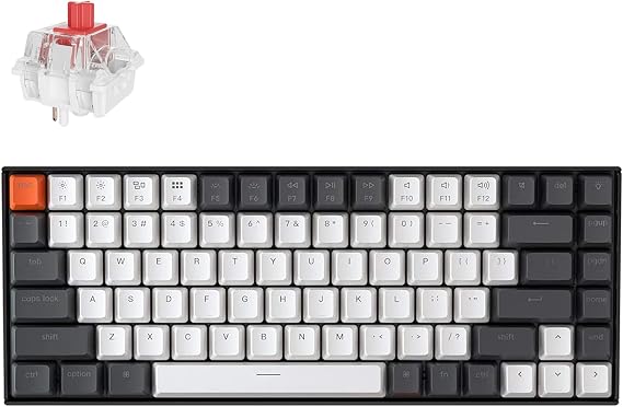 Keychron K2 Version 2 Hot-Swappable Wireless Mechanical Gaming Keyboard with 84 Keys, US Layout, White LED Light, Double Shotkey Cap, Gateron G Pro Mechanical Switch, Wired Radio Compatible, Mac