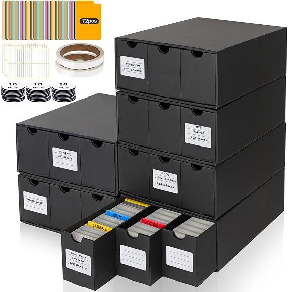 HIMOMO Trading Card Storage Box, Card Boxes with 60 Card Dividers, Label Sticker & Tapes, 18000+ Corrugated Cardboard Card Storage Organizer For Sport Cards, MTG, TCG, PTG (18 600-Count)