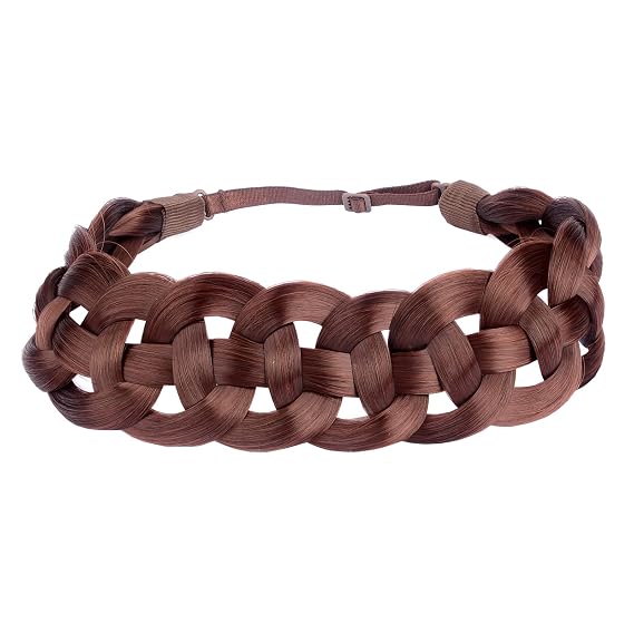 Hollow out Synthetic Hair Braided Headband Hairpiece Women Girl Beauty accessory for Women (Burgundy)