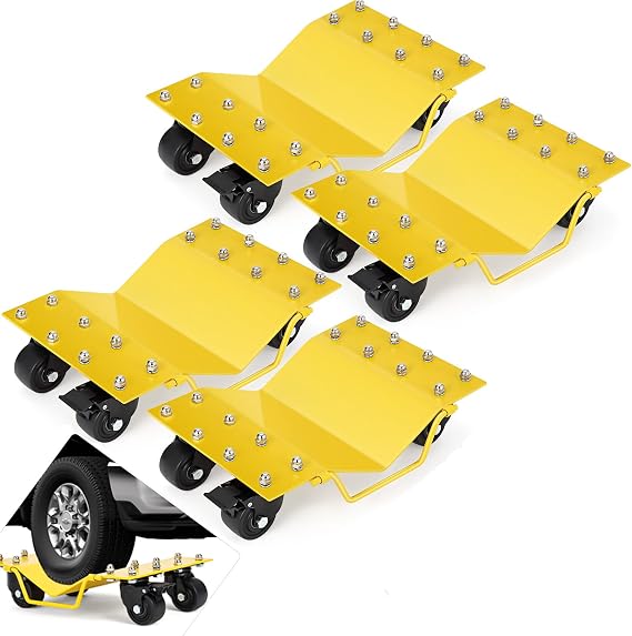 Car Dolly Set of 4, 8000 LBS Wheel Dollies, Car Wheel Dolly with Handles for Moving Vehicles, Auto Repair & Garage