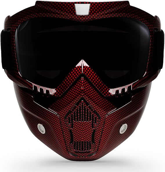 Motorcycle Goggles with Removable Face Mask, Riding Glasses Dirt Bike ATV Motocross Detachable Eyewear Offroad Airsoft Paintball Cycling Protective Full Face Mask Anti-Fog for Adults Youth