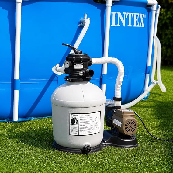 XtremepowerUS 16" Sand Filter Pump for Above Ground Swimming Pool, 3/4 HP Pool Pump Programmable Timer High-Flow 3,100 GPH for Pool up to 15,000 Gallons Set Improved Circulation and Filtration