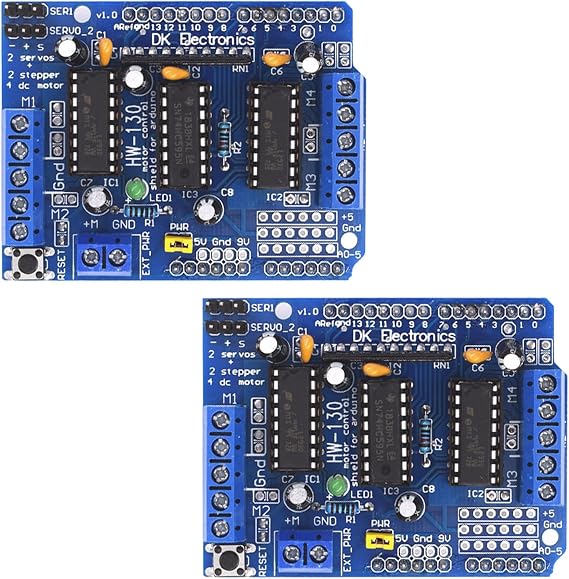 Eagles L293D DC Motor Drive, 2 PCS Motor Control Shield Module Stepper Motor Drive Shield Expansion Board Compatible with Arduino, Diecimila, Duemilanove, Arduino UNO, Mega 2560