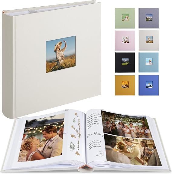 1DOT2 Photo Album with Writing Space, 100 Pages, Linen Cover, Beige