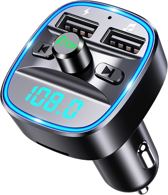 COMSOON FM Transmitter Bluetooth Car Adapter MP3 Player | Upgraded, Hands-Free Calling, Dual USB Ports (5V/2.4A & 1A), LED Screen, Support SD/TF Card Flash Drive