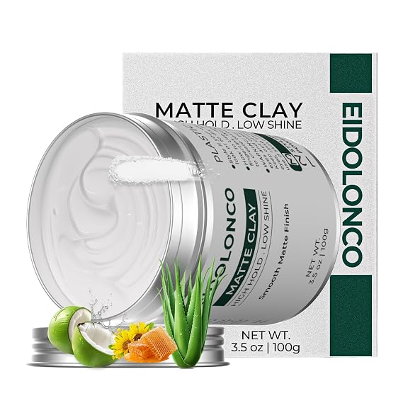 EIDOLONCO Hair Clay for Men, Strong Hold, Matte Paste, Volume & Texture