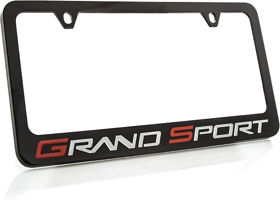 Chevrolet Corvette C6 Grand Sport Metal License Plate Frame Holder (Black & Wide)