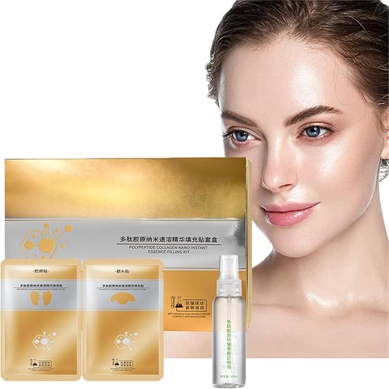 Collagen Dissolving Face Mask Sheets, Spiropeptide Deer Collagen Essence Set, Collagen Forehead and Cheek Mask, Effectively Addresses Fine Lines, Wrinkles (1set)