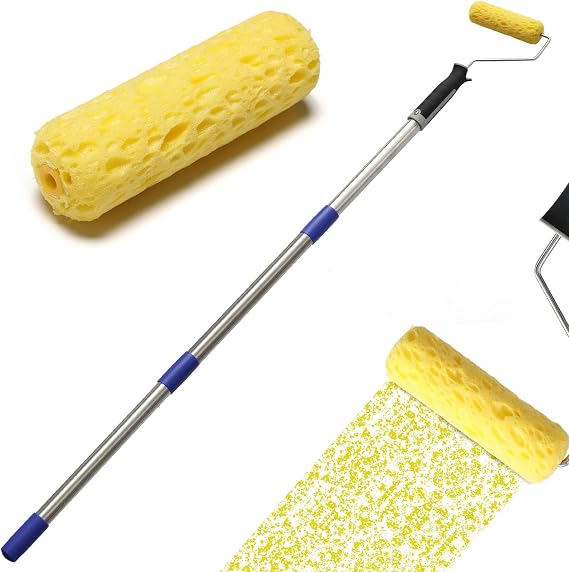 Texture Roller 53 Inch Long Textured Paint Roller 2-in-1 Handle Concrete Stamp Roller Easy to Clean Pattern Texture Paint Roller Paint Rollers with Extension Pole for Walls, Floor Tiles YQTZDDHM