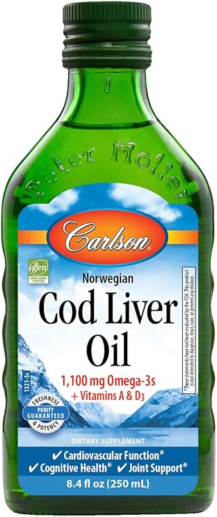 Carlson Cod Liver Oil, Norwegian, Natural, 1,100 mg Omega-3s, 250 mL