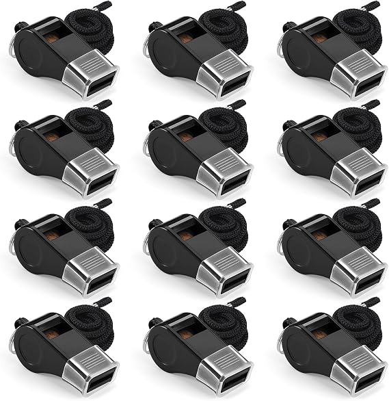 SPORTIC Whistle,Durable Plastic Whistles with Lanyards Loud Crisp Sound for Coaches, Referees, Training, Emergencies, and Outdoor Activities
