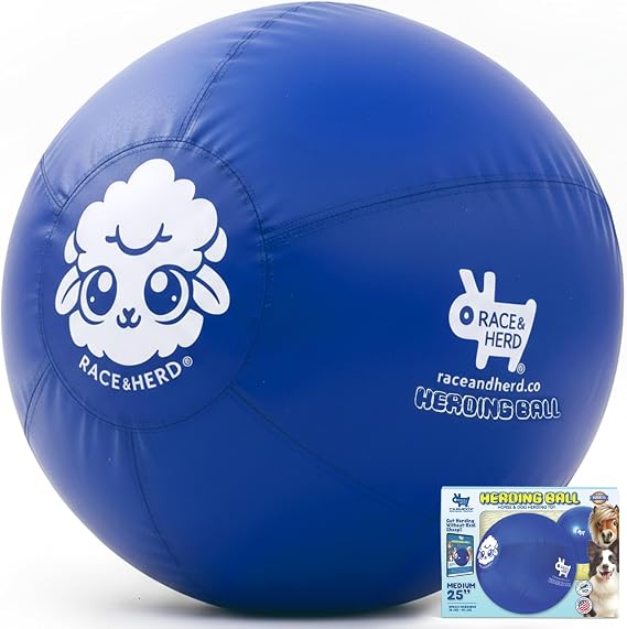 Race&Herd 25 Original XXL Best Herding Ball for Dogs Large - Herding Toys, Durable Outdoor Big Dog Herding Ball for Australian Shepherd, Corgis, Border Collie Ball - Medium to Large Breeds Ocean