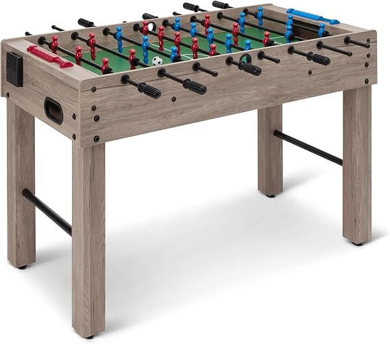 Amazon Basics 48-Inch Foosball Table Soccer Game Room Size with 4 Balls and 2 Cupholders, Oak