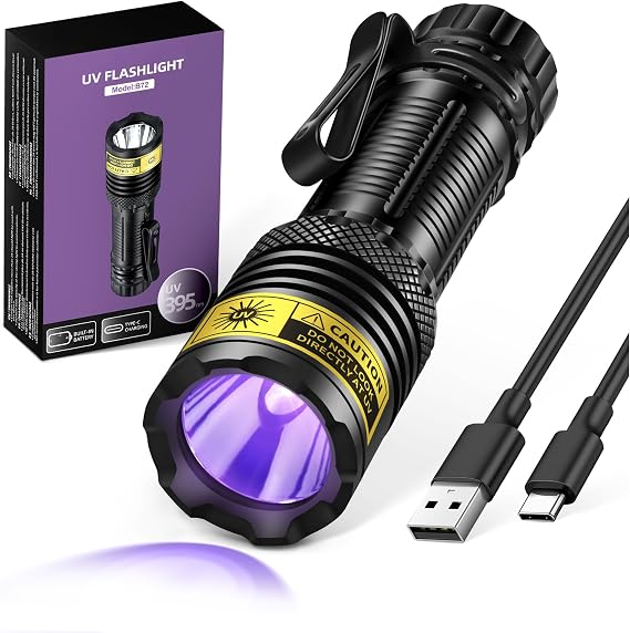 UV Flashlight Black Light, USB-C Rechargeable 395nm Blacklight Mini