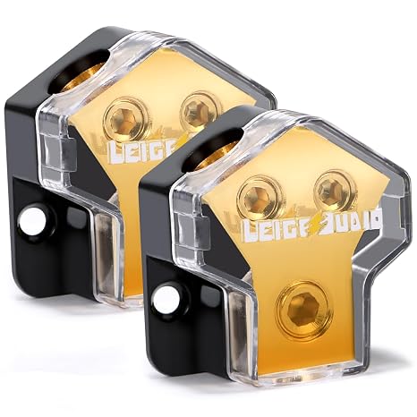 0/2/4 Gauge in 4/8 Gauge AWG Out Amp Power Distribution Block for Car Audio Splitter-2 Way(2 Pack)