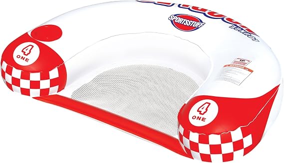 Sportsstuff Noodler 1 Inflatable Floating Lounge Chair with Cup Holder, Red and White
