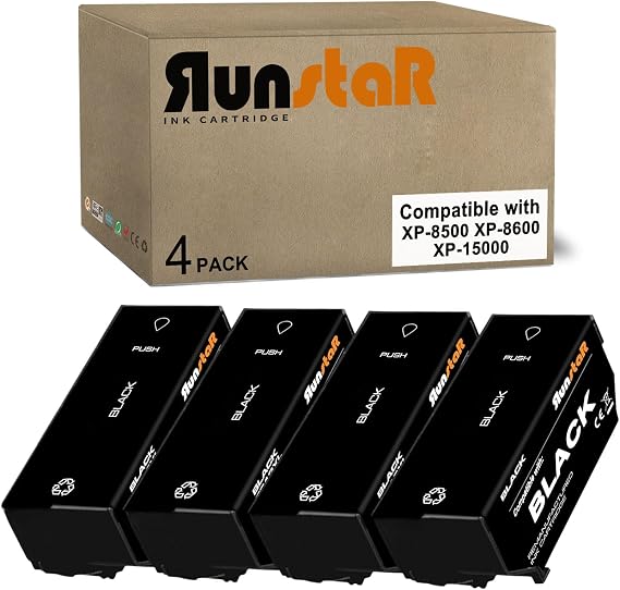 Run Star Remanufactured for 312XL Ink Cartridge Black Replacement for Epson 312XL T312XL use for Epson Expression Photo XP-8500 XP-8600 XP-15000 Printer (4 Black)