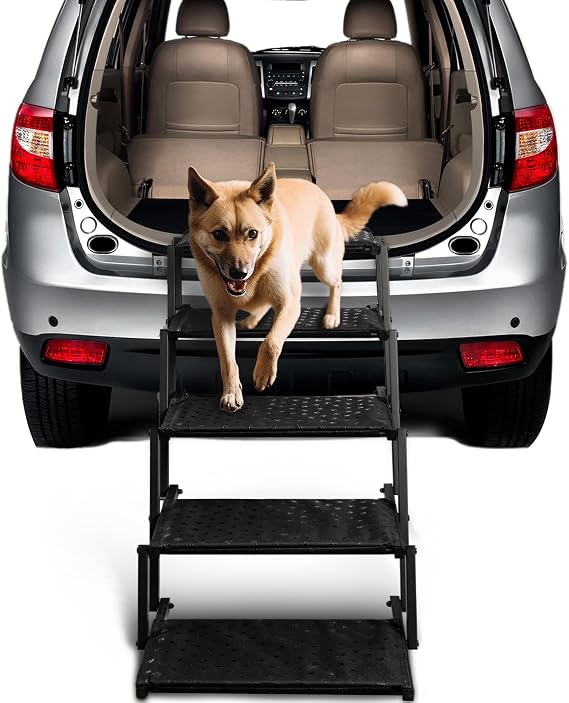 Foldable Dog Steps for Car SUV Truck - 5-Step Wide Stairs for Large Dogs