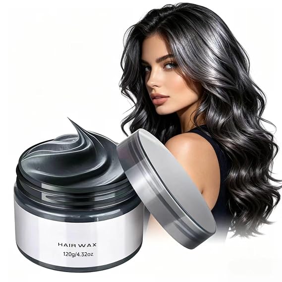 Black Hair Wax Temporary Dye, Washable Styling Mud for Cosplay (4.23oz)