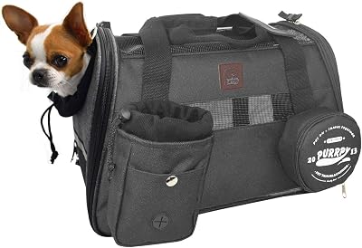 Dog Carriers for Small Dogs with Dog Bowls, Plenty of Ventilation Airline Approved Pet Carrier for Small Dogs Chihuahua Pomeranian Corgi Poodle M, Black