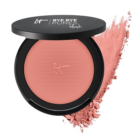 IT Cosmetics Bye Bye Pores Blush - Universal Blurring Blush for Mature Skin | Poreless Finish Airbrush Brightening Blush - Diffuses the Look of Pores + Imperfections, For All Skin Types + Tones
