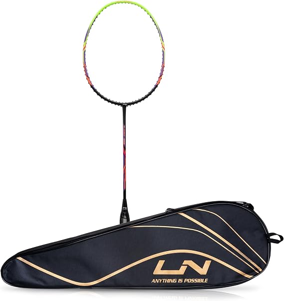 Li-Ning Turbo 99 Unstrung Carbon Fibre Badminton Racket with Full Cover (Weight: 84 gm, Black/Green)