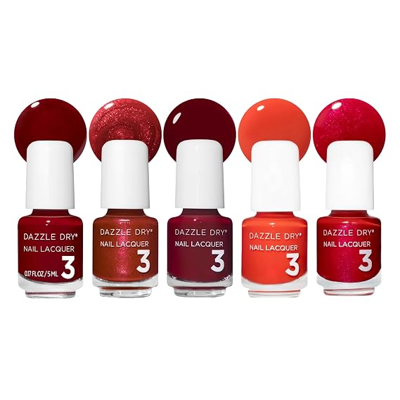 Dazzle Dry Mini Flight Best of Reds 5 Mini Lacquers | 5-Piece Mini Nail Polish Set Fast-Drying Long-Lasting Non-Toxic Manicures