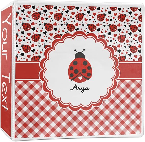 Personalized Ladybugs & Gingham 3-Ring Binder - 2 inch