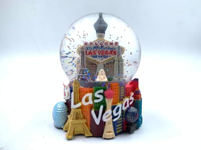 Las Vegas Snow Globe Welcome to Fabulous Las Vegas City Landmark Souvenir Collectible