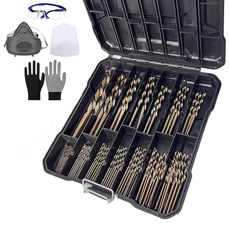 M35 Cobalt Drill Bits Set, 99 Pcs High Speed Steel 1/16"-3/8" Bits for Hardened Metals, Cast Iron, Hard Metal, Stainless Steel, Plastic and Wood