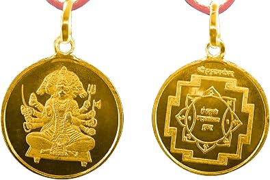 Panchmukhi Hanuman Yantra Pendant In Pure Copper Gold Plated Blessed And Energized Locket