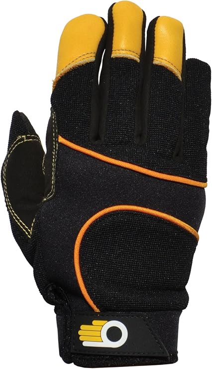 LFS Inc Bellingham C7780M Performance Leather Palm Work Gloves, Premium Grain Cowhide with PVC Reinforcement, Neoprene Wrist with Velcro Closure, Medium