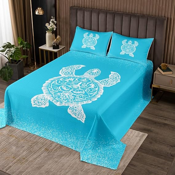 jejeloiu Lighthouse Bedspread King Size Kids Nautical Coverlet Set for Boys Girls Teens Ocean Themed Quilted Coverlet Sea Adventure Bedroom Decor