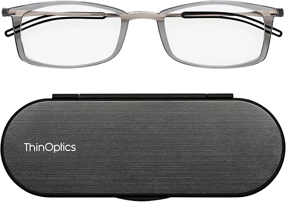 ThinOptics Reading Glasses, 1.0 to 2.5, Slim 4mm Case, Ultra Light, Compact