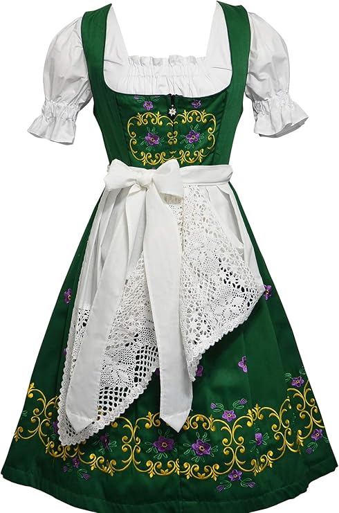 Dirndl Trachten Haus 3-Piece Long German Oktoberfest Dress, Green