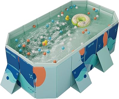 Foldable Swimming Pools for Kids,Hard Plastic Swimming Pool for Kids Large, Full-Sized Family Blow Up Swim Pool for Toddlers,Adults, Outdoor, Garden, Backyard, Summer Water PartySize:6.84.51.8FT