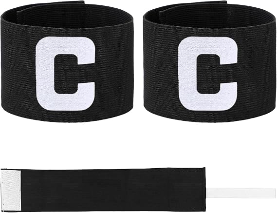 2 PCS Captain Armbands, 7x33 CM/2.75x13 Inch Black Soccer Captain Armband Adjustable Leader Armband Team Sport Armband Football Rugby Basketball Player Band for Adult Youth Soccer Volleyball Team