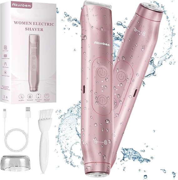 Akunbem Bikini Trimmer for Women 2 in 1 Electric Razors for Women