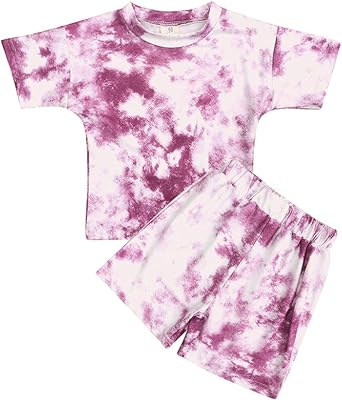 Toddler Baby Boys Girls Tie Dye Clothes Outfit Short Sleeve T Shirt Top Shorts Set Tracksuit Sports Outfit