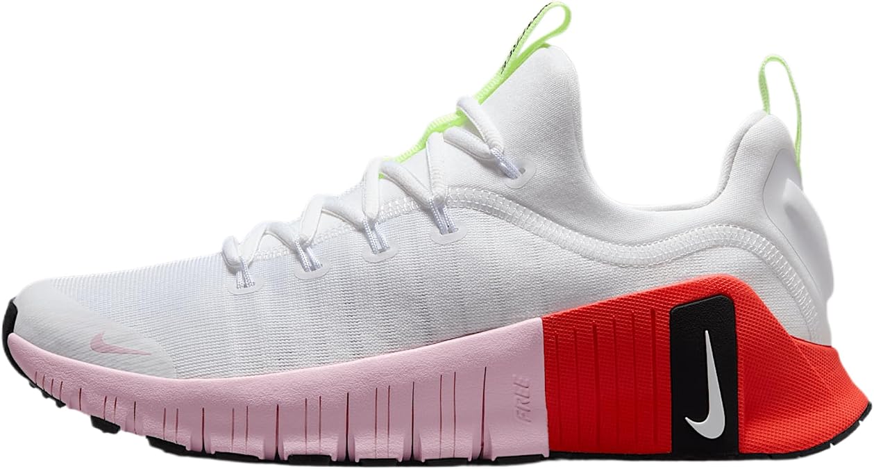 Nike Free Metcon 6 Women's Workout Shoes (IB4526-100, White/Barely Volt/Bright Crimson/Pink Foam) Size 12
