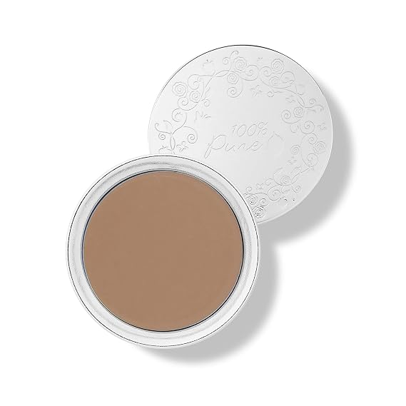 100% PURE Cream Foundation Concealer Face Makeup Medium to Full Matte Coverage - Vegan Fruit Pigmented Toffee Color (Tan with Neutral Undertone) - 0.32 oz