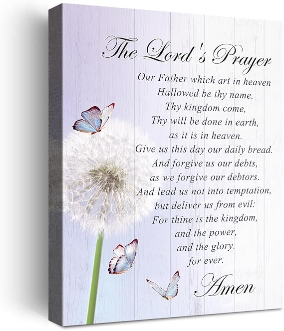 The Lord's Prayer Wall Decor,Our Father Prayer Framed Canvas Wall Art