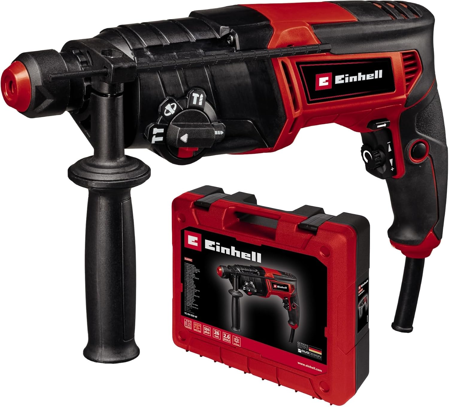 Einhell Kırıcı Delici TC-RH 800 4F 800 W, 2.6 Joule, Delme, Darbeli Delme  Kırma  Keskileme, Pnömatik Vuruş Mekanizması, SDS-Plus, E-Box Dahil - 4257980