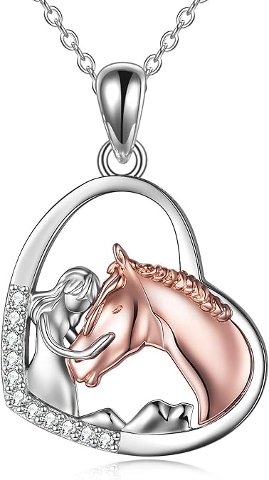 YFN Horse Pendant Necklace Jewelry 925 Sterling Silver Women Embrace Horse Gift for Women
